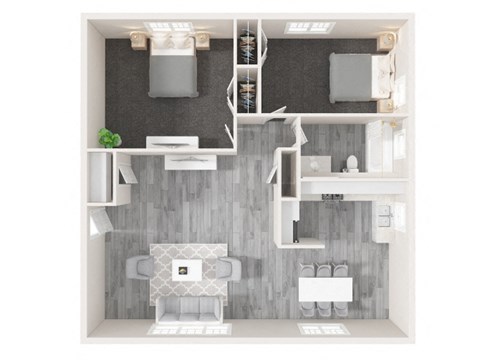 Floor plan for 2 beds, 1 bath, 800 sqft